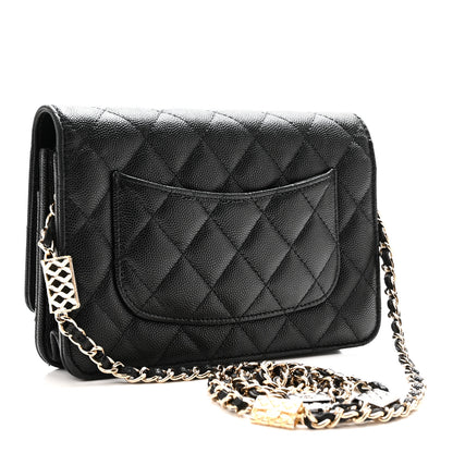Chanel Caviar Quilted Wallet With Charms On Chain WOC Black 3 of 11