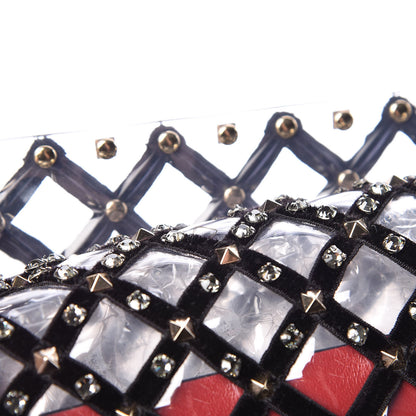 Valentino Garavani PVC Velvet Crystal Embellished Medium Rockstud Spike Shoulder Bag 12 of 13