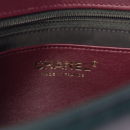 Chanel Shiny Lambskin Quilted Chevron Miroir Dark Green 6 of 10