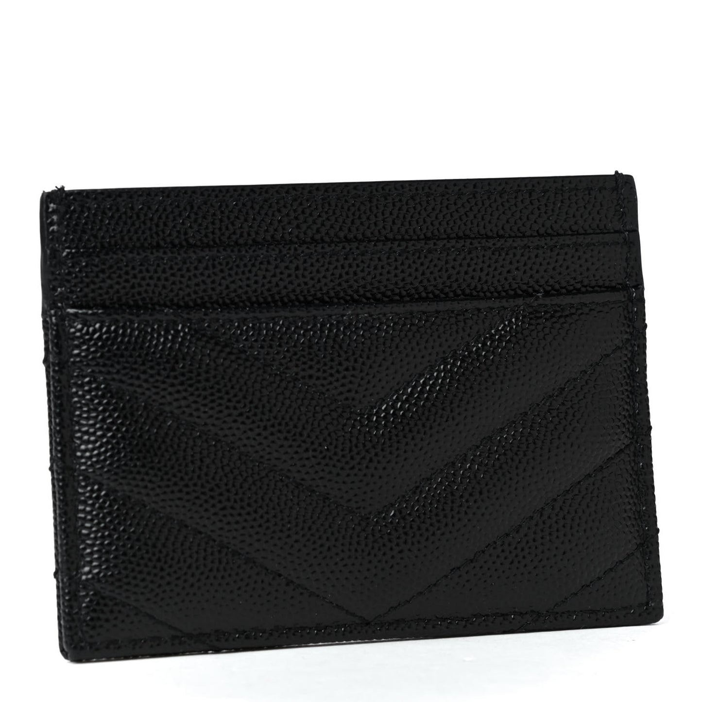 Grain De Poudre Matelasse Chevron Monogram Credit Card Case Black