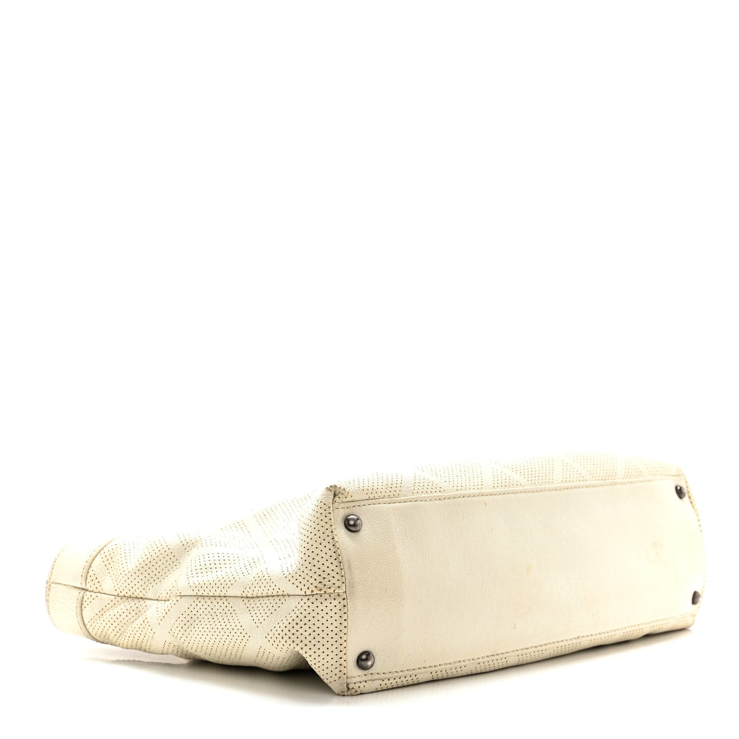 Goatskin Perforated Large CC Tote White