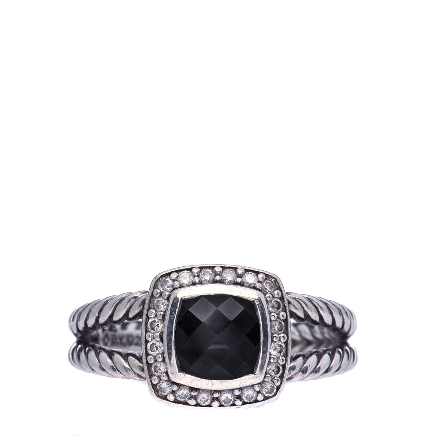 Sterling Silver Diamond Black Onyx 7mm Petite Albion Ring 57 8