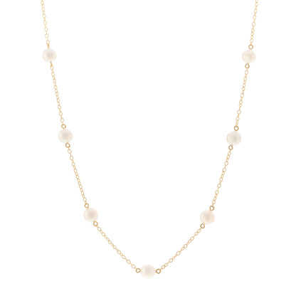Mikimoto 18K Yellow Gold Akoya Pearl 5.5-6mm Station Necklace 1 of 5