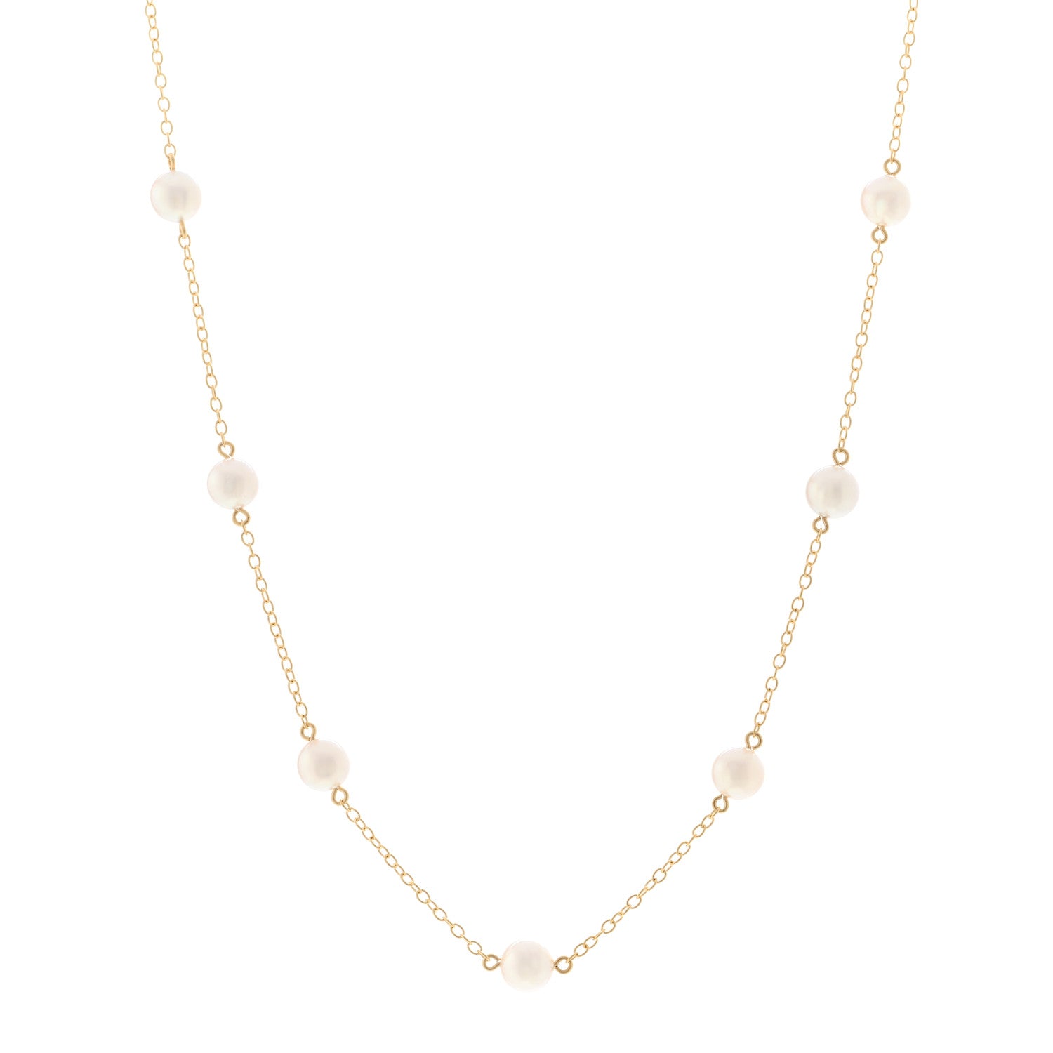 Mikimoto 18K Yellow Gold Akoya Pearl 5.5-6mm Station Necklace 1 of 5