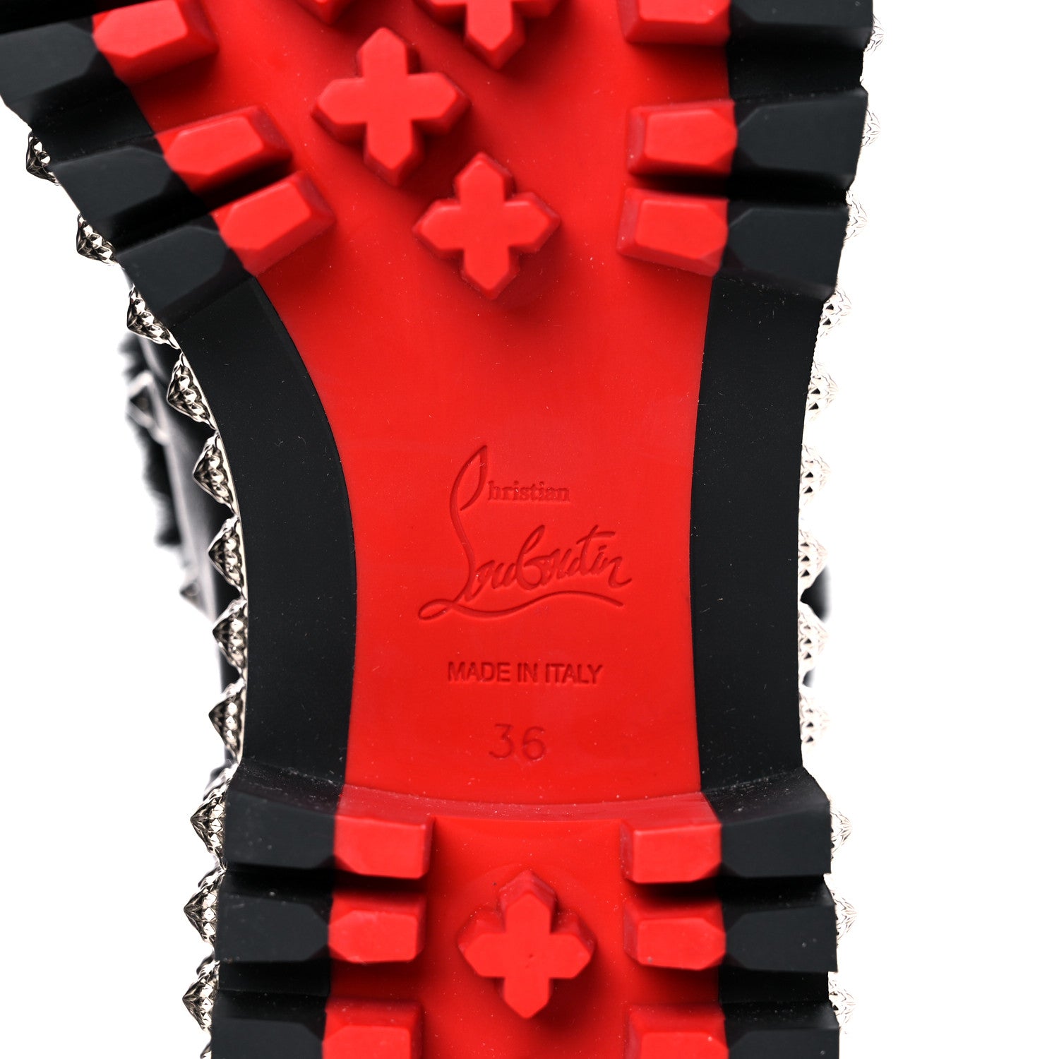 Christian Louboutin Calfskin Studded Shearling Yeti Donna Boots 36 Black 6 of 9