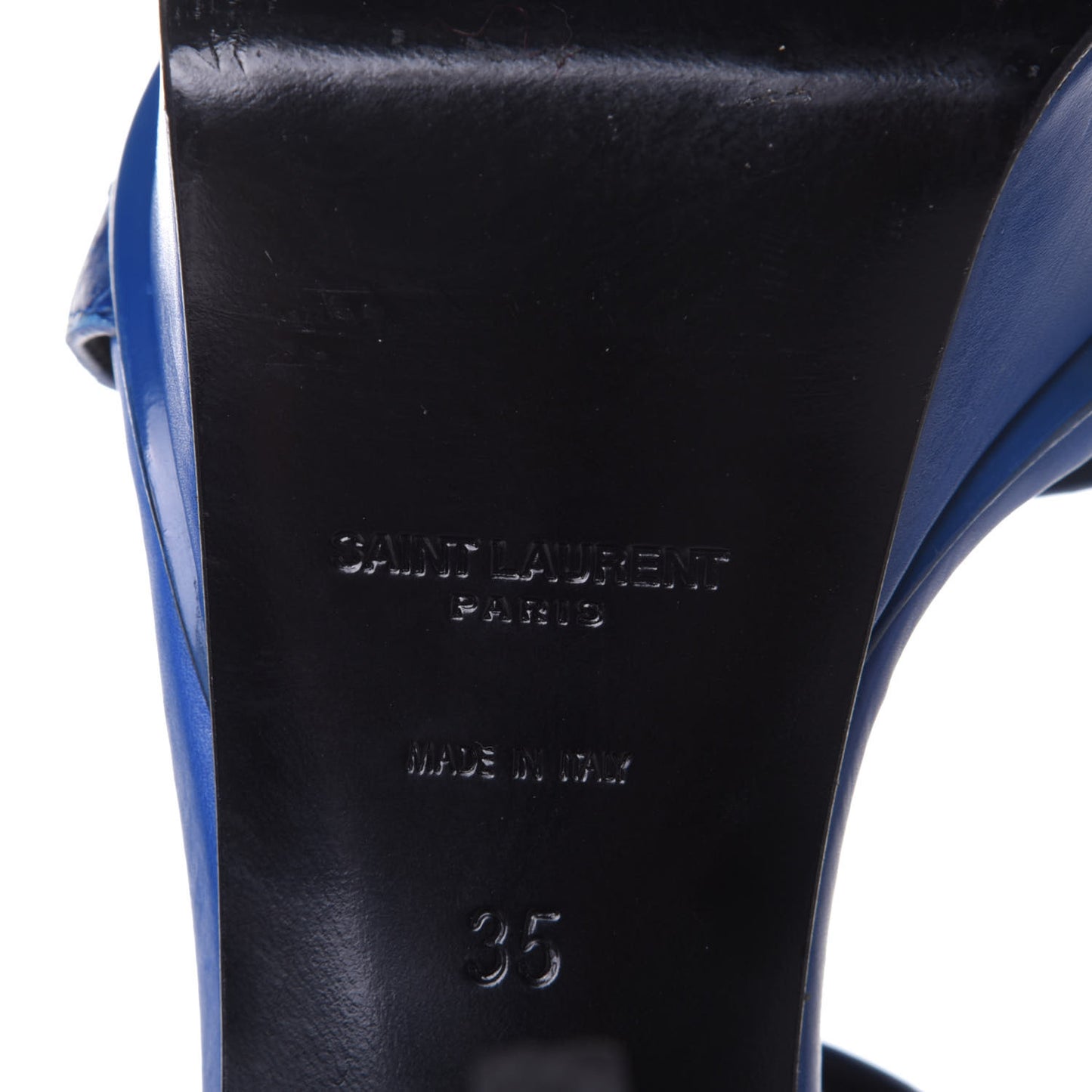 Calfskin Crocodile Embossed 80 Platform Ankle Strap Sandals 35 Blue