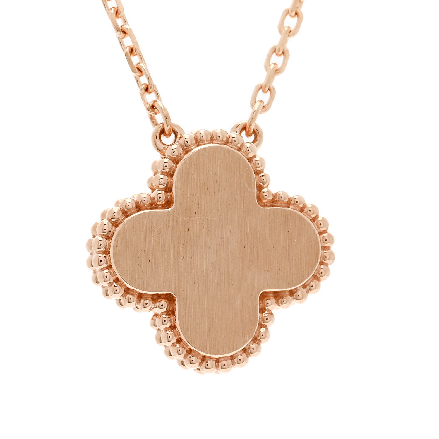 Van Cleef & Arpels 18K Rose Gold Diamond Pink Mother of Pearl Vintage Alhambra Pendant Necklace 6 of 7