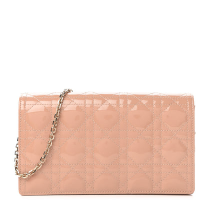 Christian Dior Patent Cannage Lady Dior Convertible Clutch Rose Des Vents 1 of 10