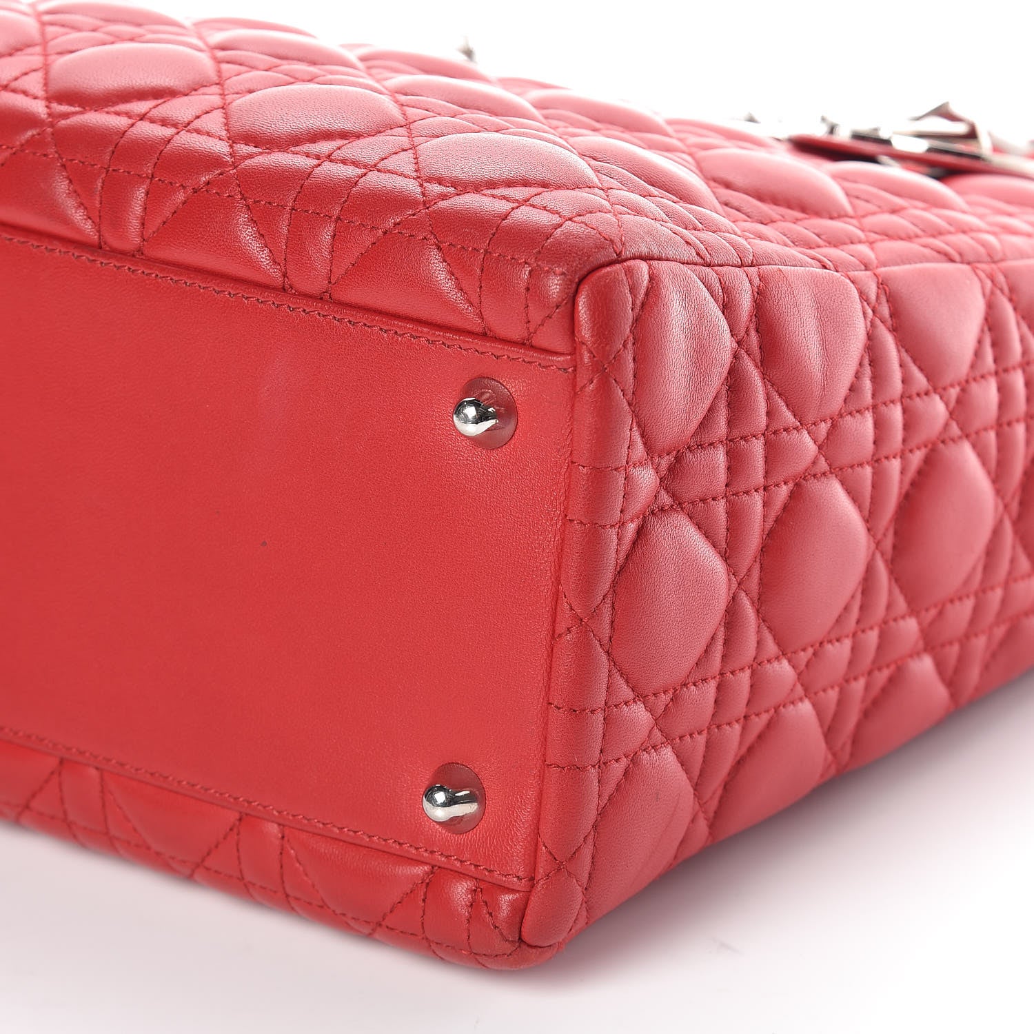 Christian Dior Lambskin Cannage Large Lady Dior Red 9 of 14