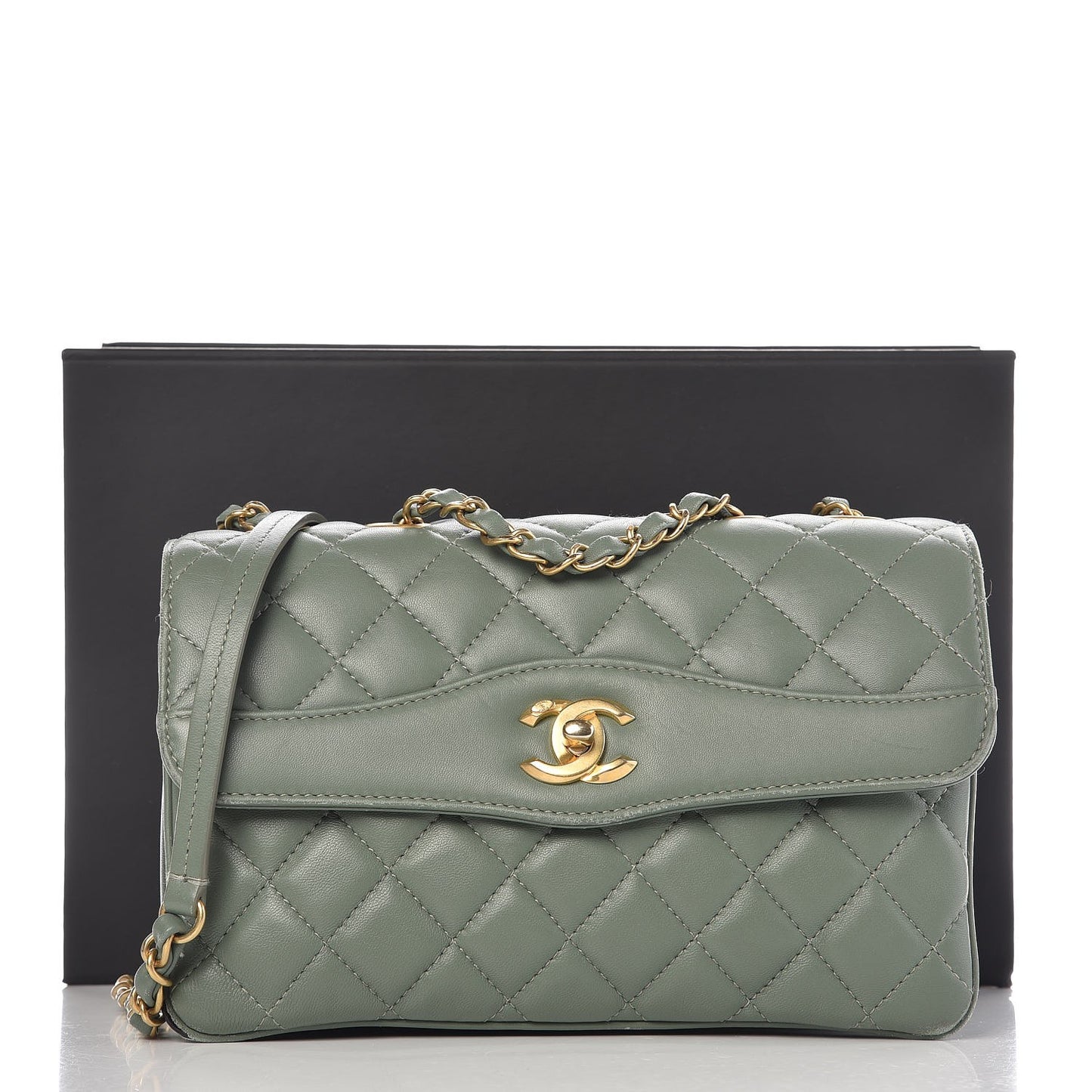 Lambskin Quilted Coco Vintage Flap Green
