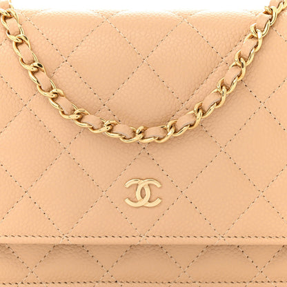 Chanel Caviar Quilted Wallet on Chain WOC Beige 9 of 12