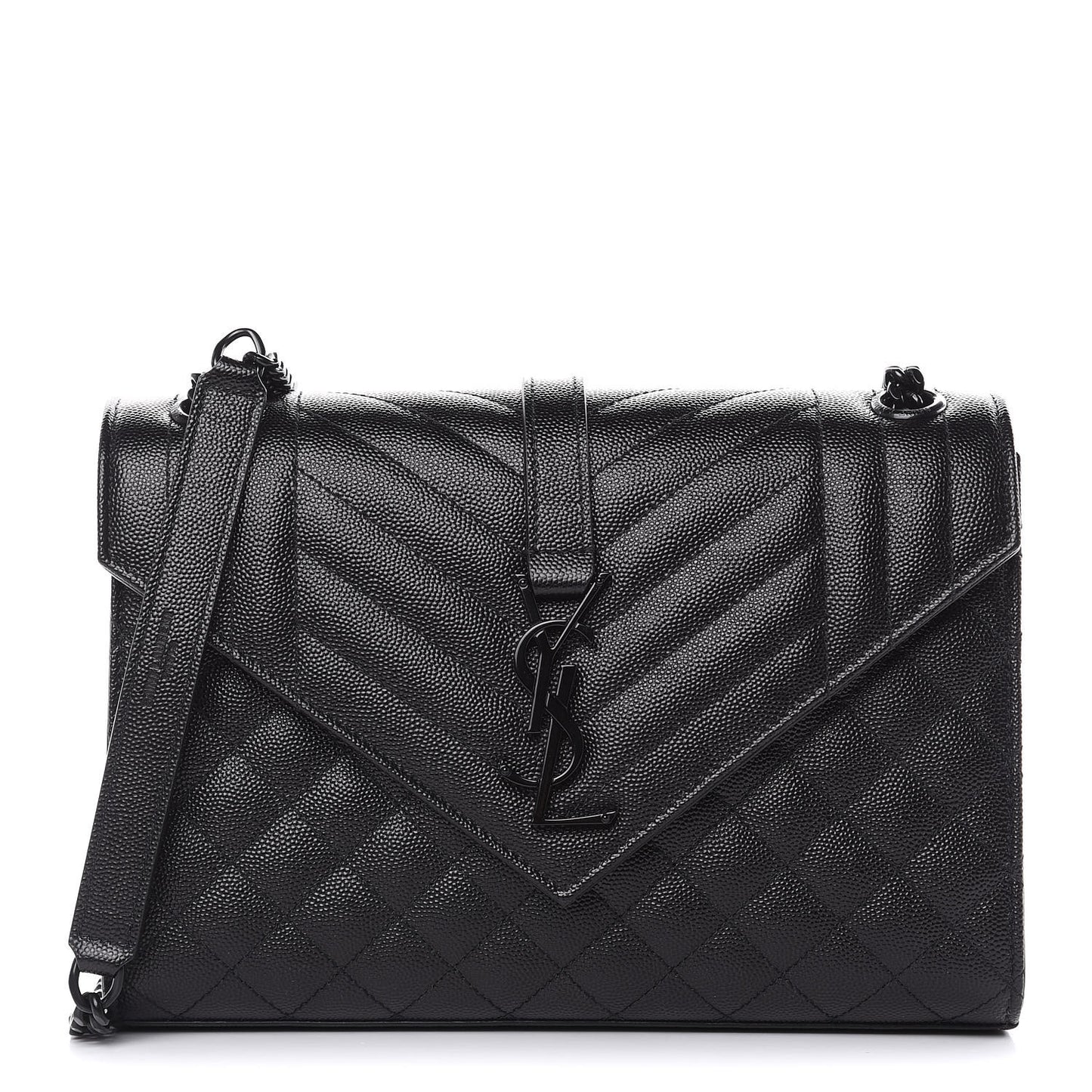 Grain De Poudre Textured Mixed Matelasse Triquilt Medium Monogram Satchel Black