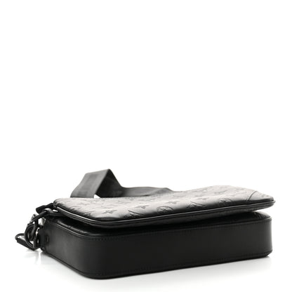 Louis Vuitton Calfskin Monogram Shadow Trio Messenger Black 4 of 11