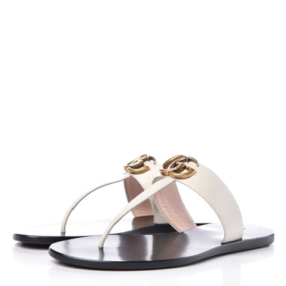 Gucci Calfskin GG Marmont Thong Sandals 38.5 Mystic White 3 of 8