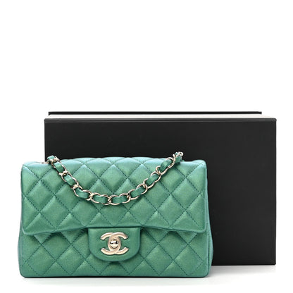 Chanel Iridescent Calfskin Quilted Mini Rectangular Flap Green 11 of 11