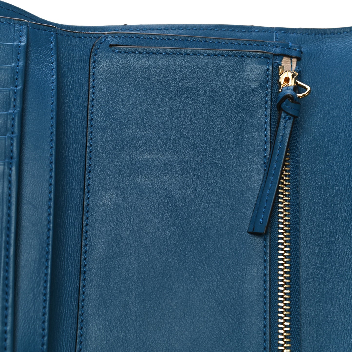 Calfskin Alphabet Compact Wallet Smoky Blue
