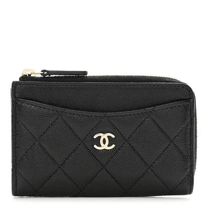 Chanel Caviar Quilted CC Zip Around Card Holder Black 1 of 8