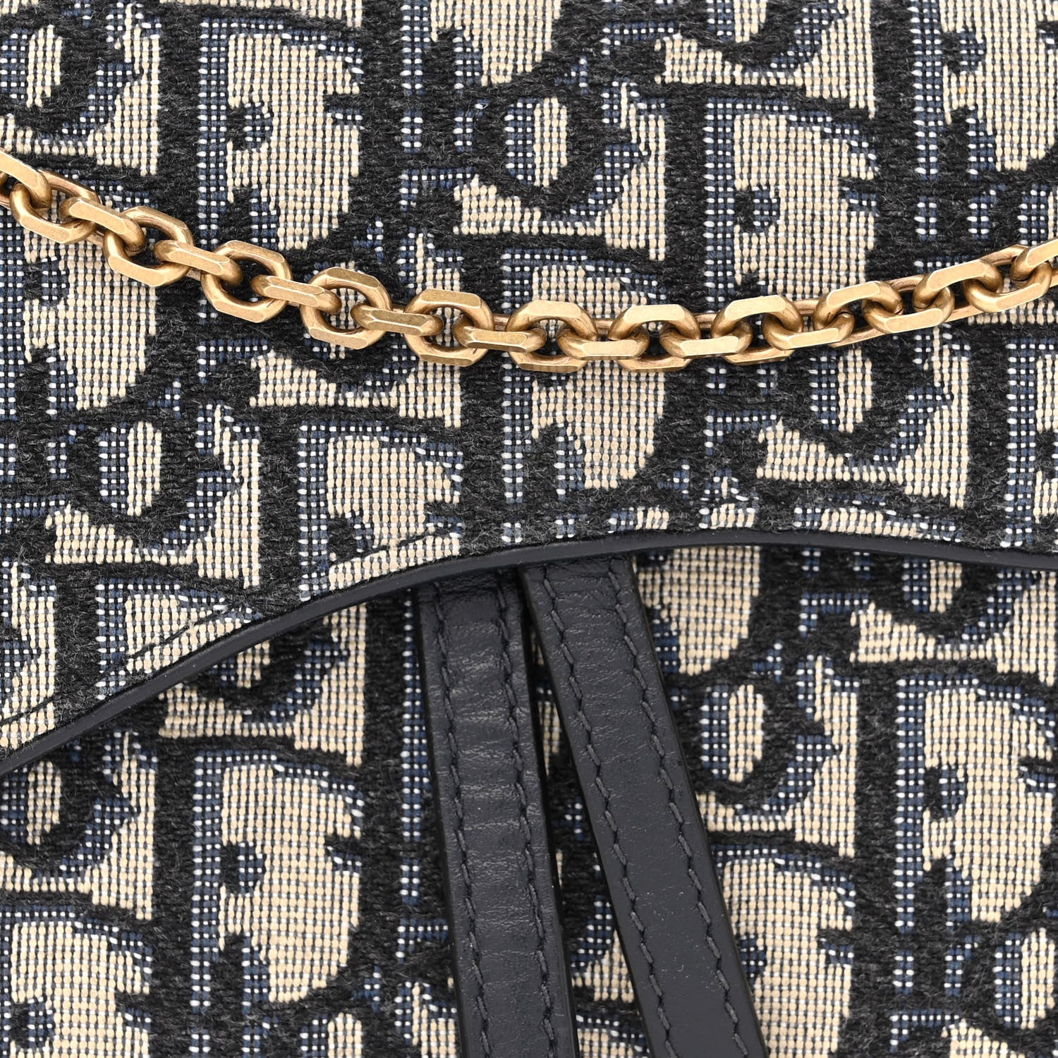 Christian Dior Oblique Saddle Chain Long Wallet Blue 8 of 12