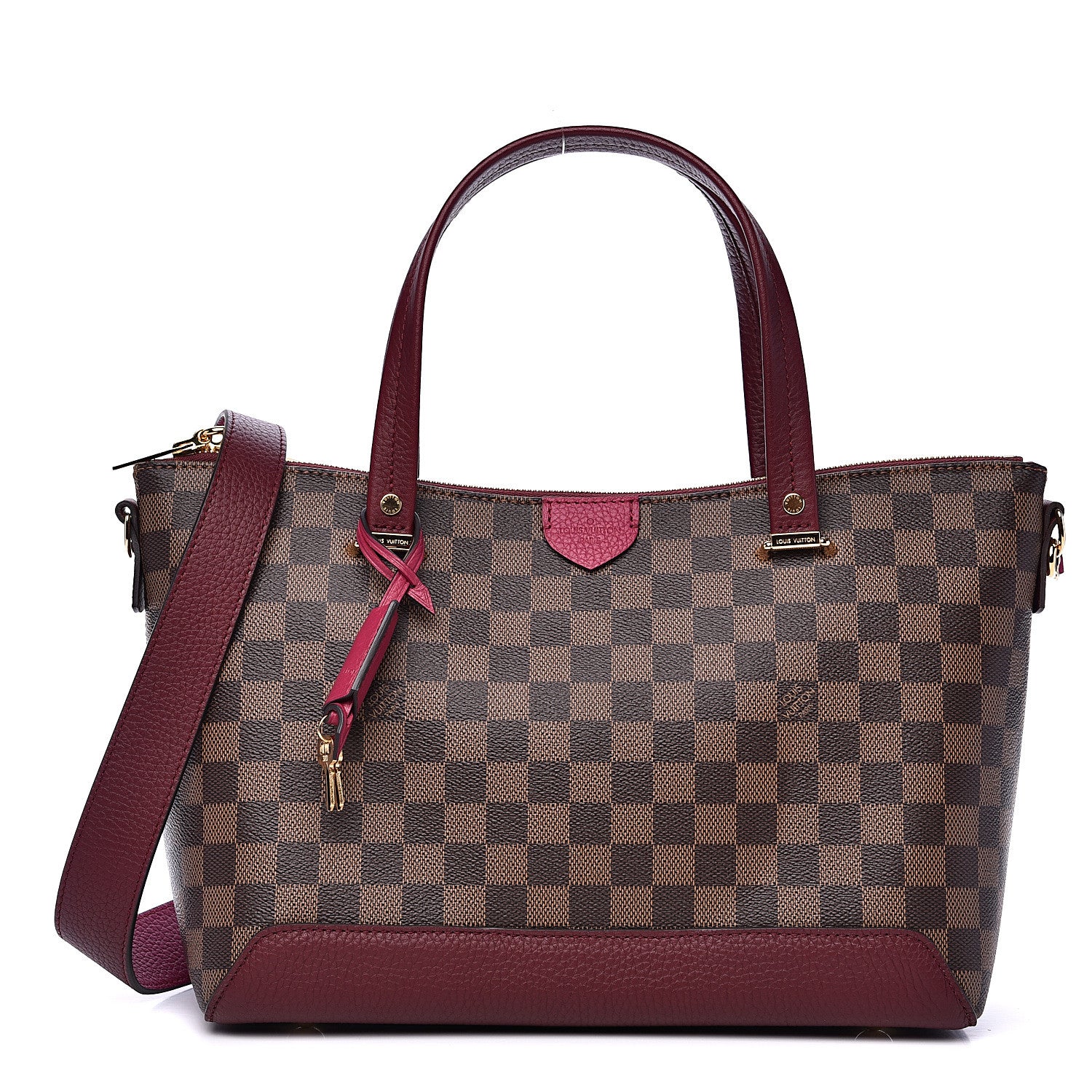Louis Vuitton Damier Ebene Cuir Taurillon Hyde Park Fuchsia 1 of 8