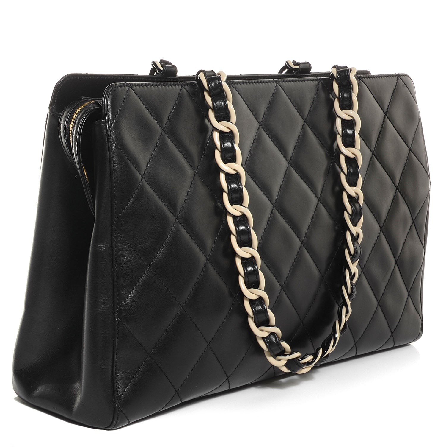 Chanel Lambskin Bekko Chain Large Shopper Tote Black 3 of 9