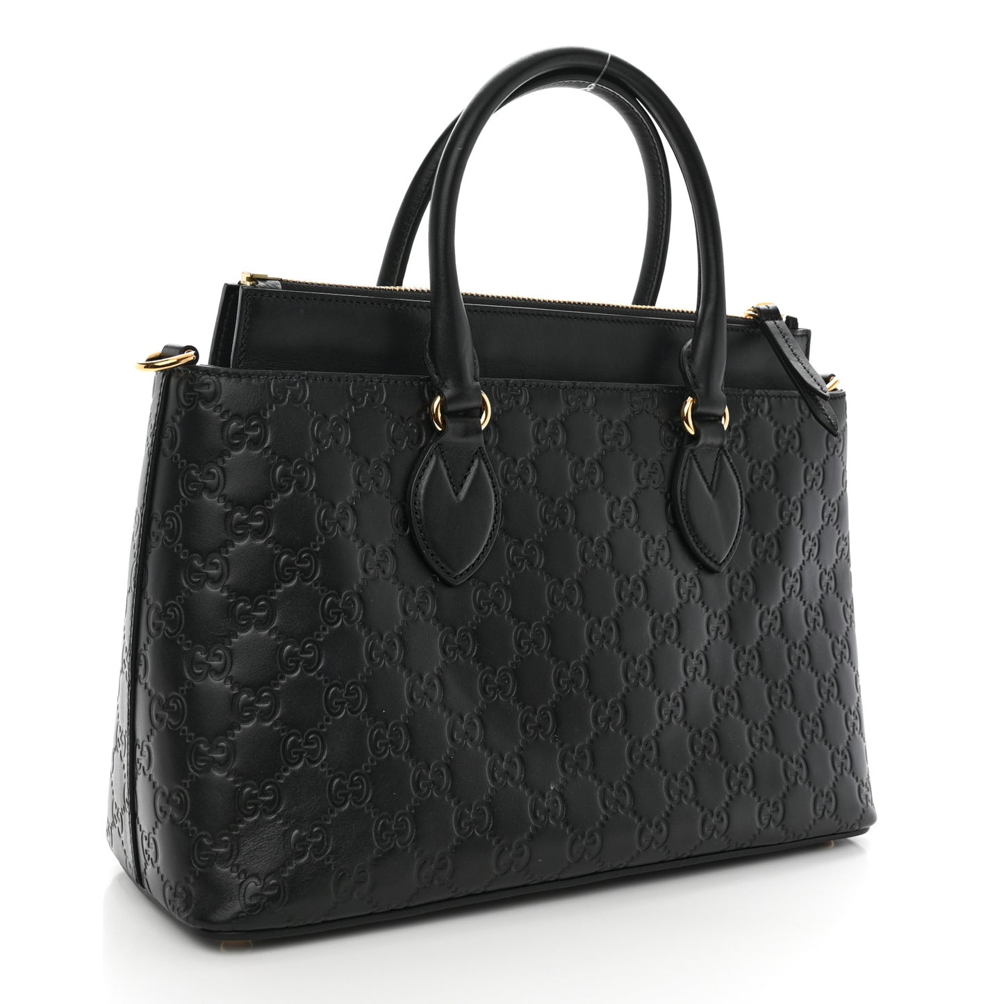 Guccissima Signature Nappa Small Zip Top Tote Black
