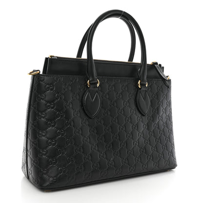 Gucci Guccissima Signature Nappa Small Zip Top Tote Black 3 of 10