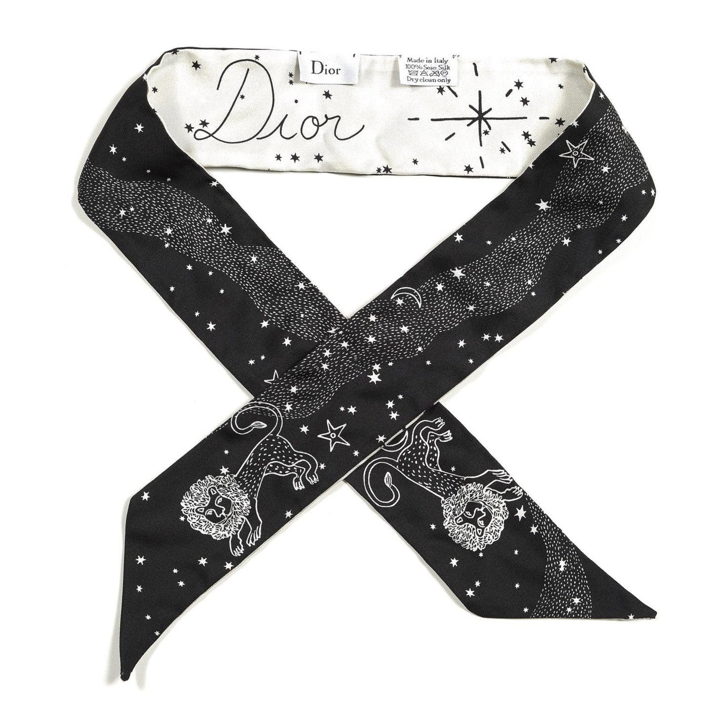 Silk Zodiac Leo Mitzah Scarf Black