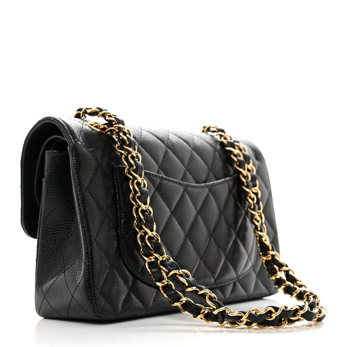 Caviar Quilted Small Double Flap Black