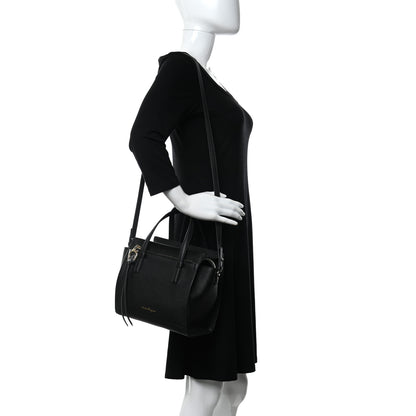 Salvatore Ferragamo Hammered Calfskin Double Handle Small Amy Tote Black 2 of 10
