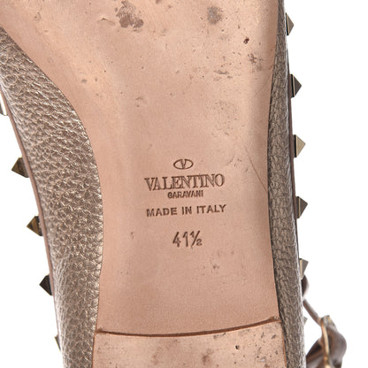 Valentino Garavani Metallic Pebbled Calfskin Rockstud Cage Ballerina Flats 41.5 Sasso Poudre 8 of 9