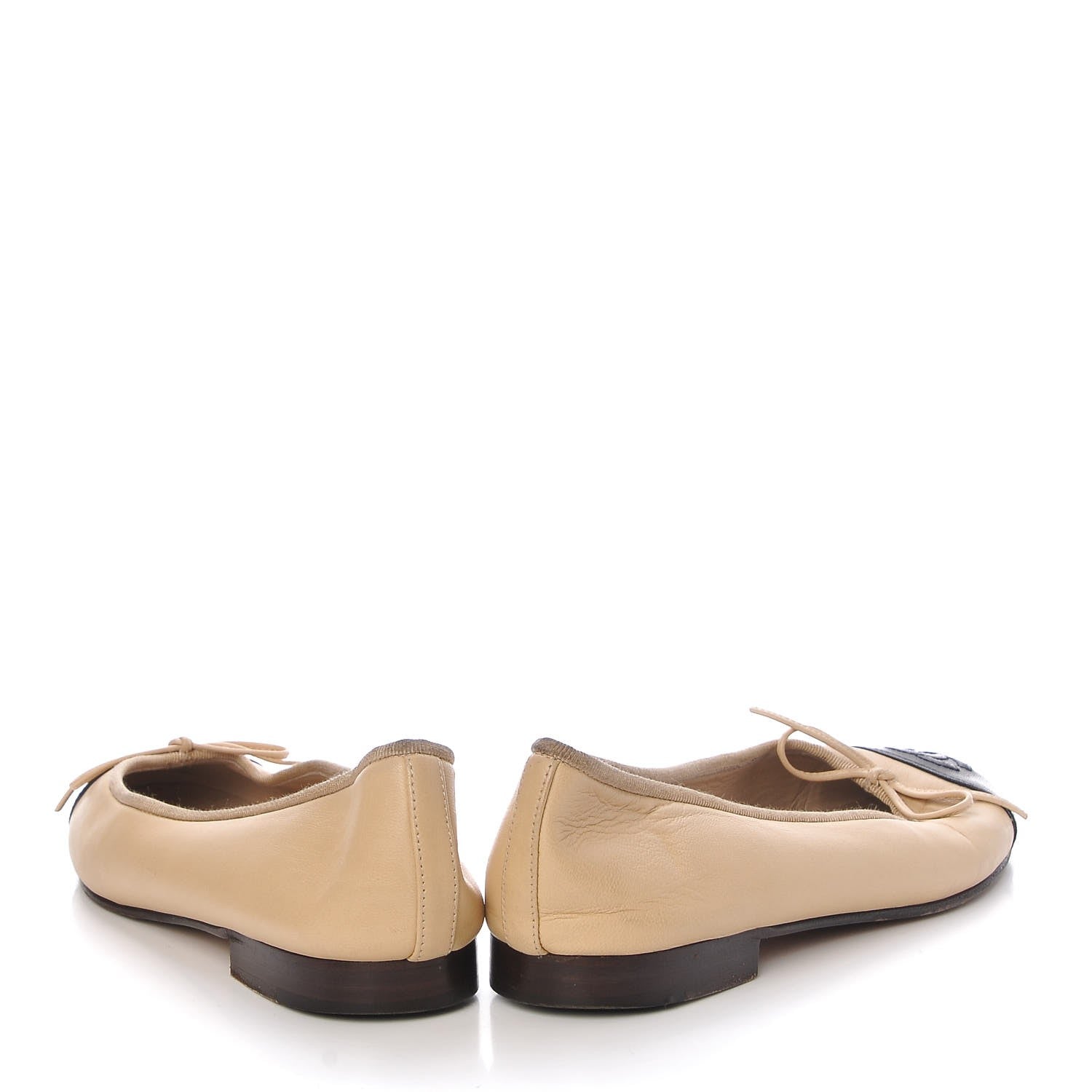 Chanel Lambskin Cap Toe Ballerina Flats 36.5 Beige Black 6 of 22