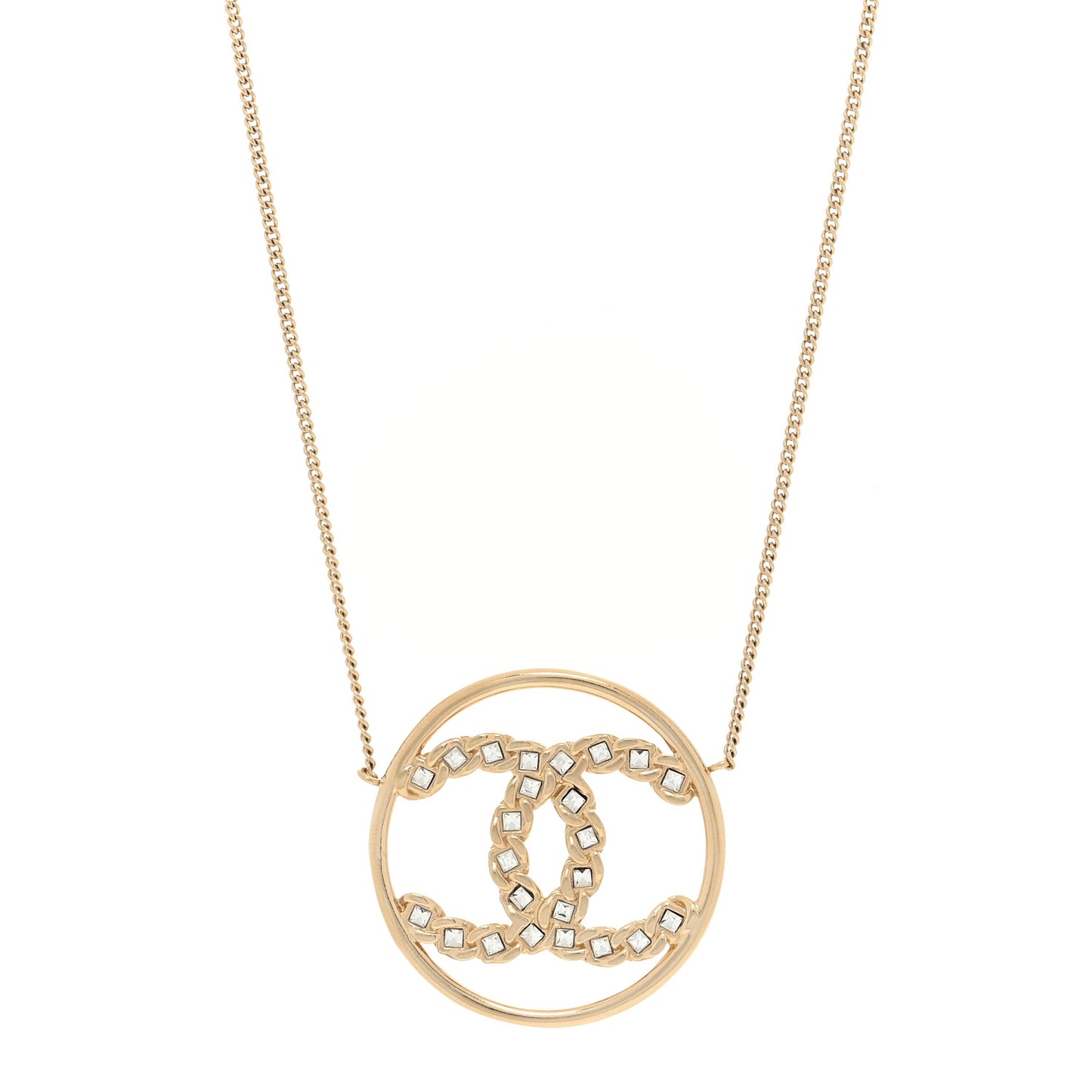Baguette Crystal High Society CC Pendant Necklace Gold