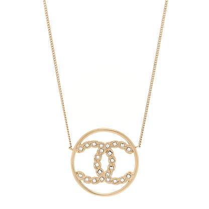 Chanel Baguette Crystal High Society CC Pendant Necklace Gold 1 of 4