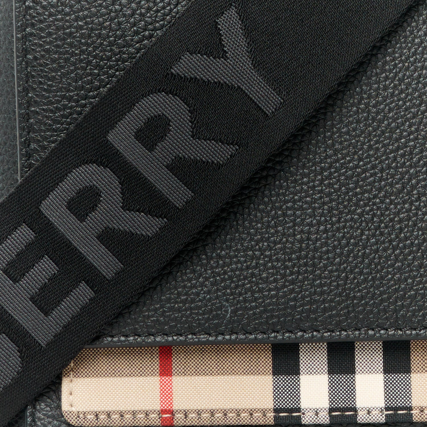 Burberry Grainy Calfskin Vintage Check Note Crossbody Bag Black 7 of 9