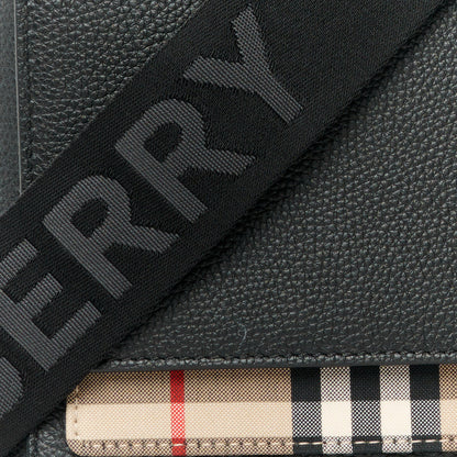 Burberry Grainy Calfskin Vintage Check Note Crossbody Bag Black 7 of 9