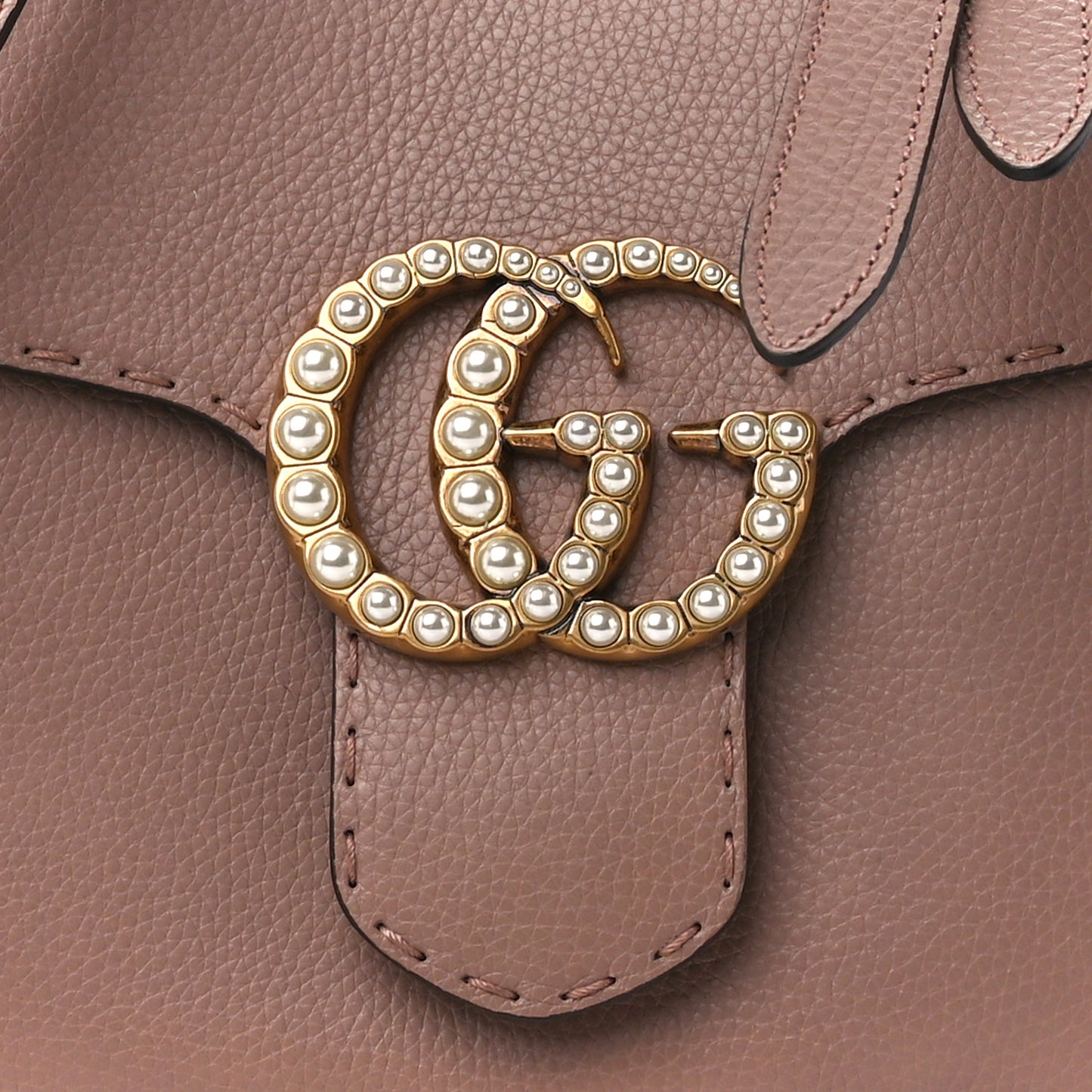 Calfskin Small Pearly GG Marmont Top Handle Bag Porcelain Rose