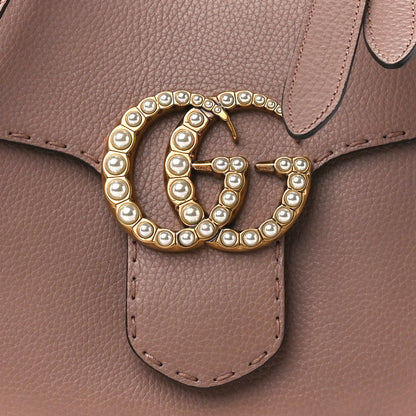 Gucci Calfskin Small Pearly GG Marmont Top Handle Bag Porcelain Rose 9 of 11