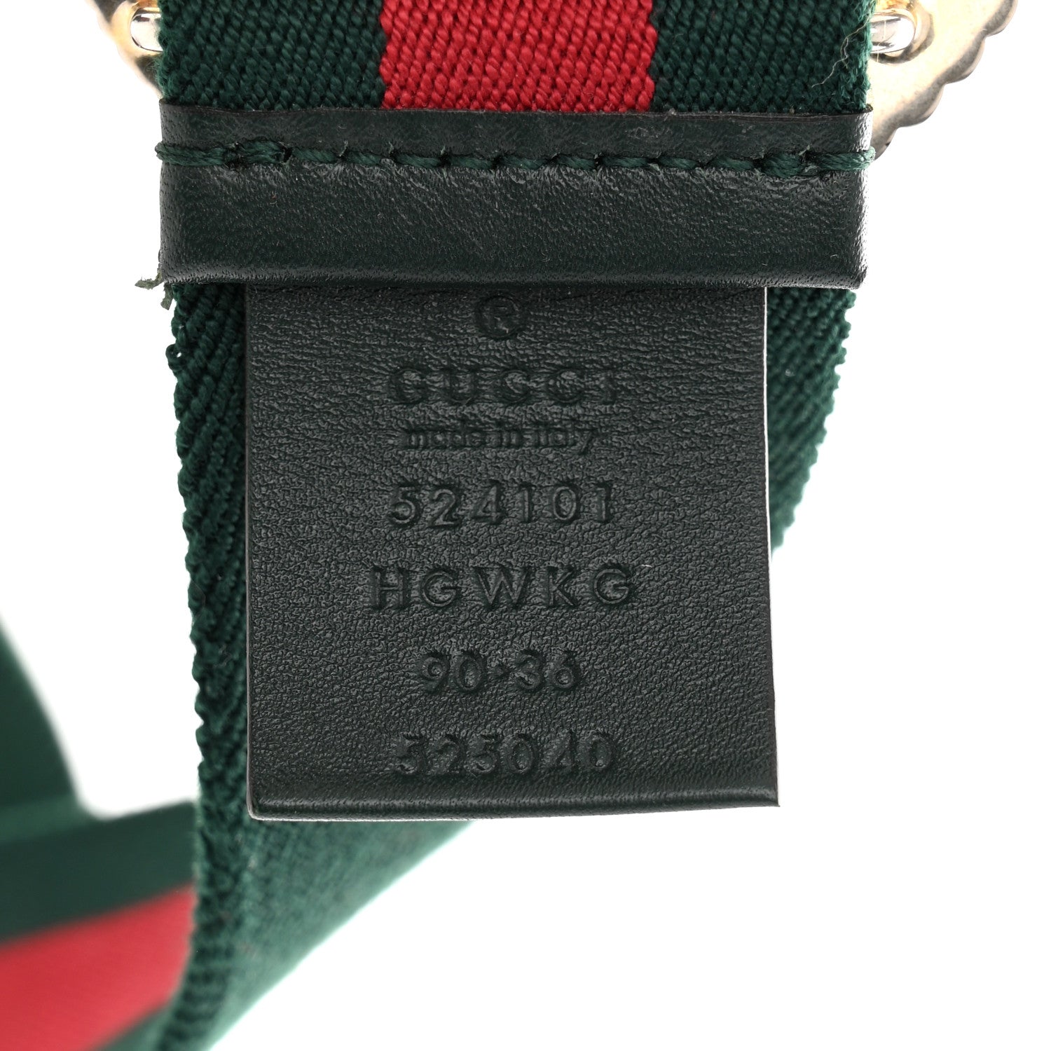 Gucci Canvas Torchon Double G Web Belt 85/34 Verde 3 of 4