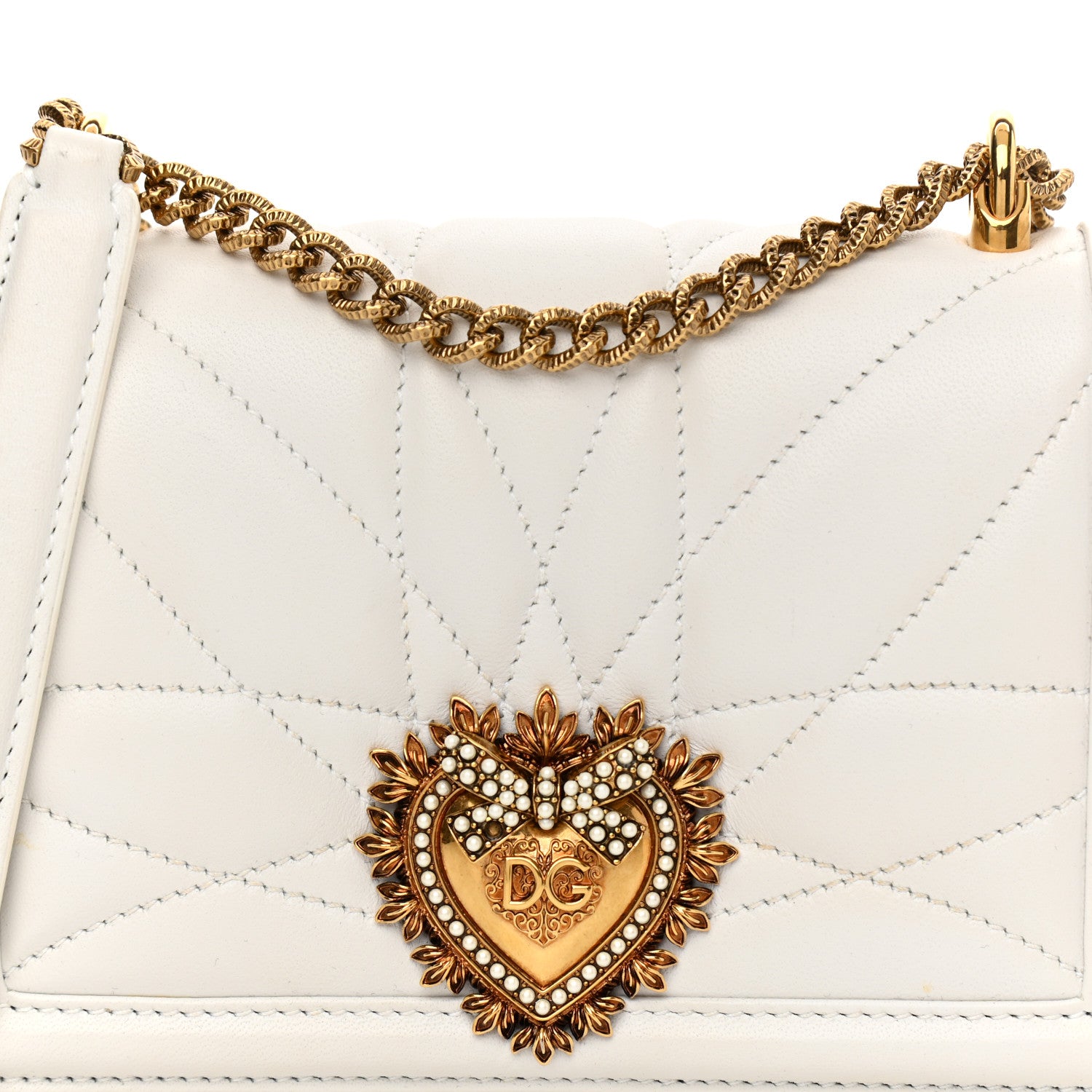 Dolce & Gabbana Calfskin Medium Devotion Crossbody Bag White 7 of 9