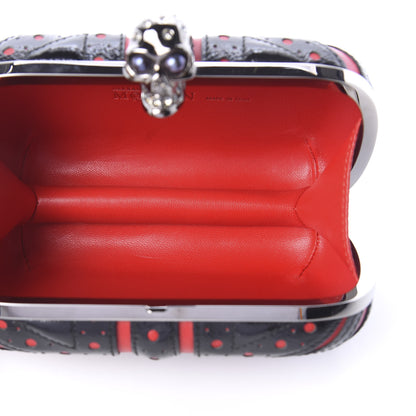 Alexander McQueen Patent Calfskin Britannia Skull Box Clutch Red Black 5 of 7