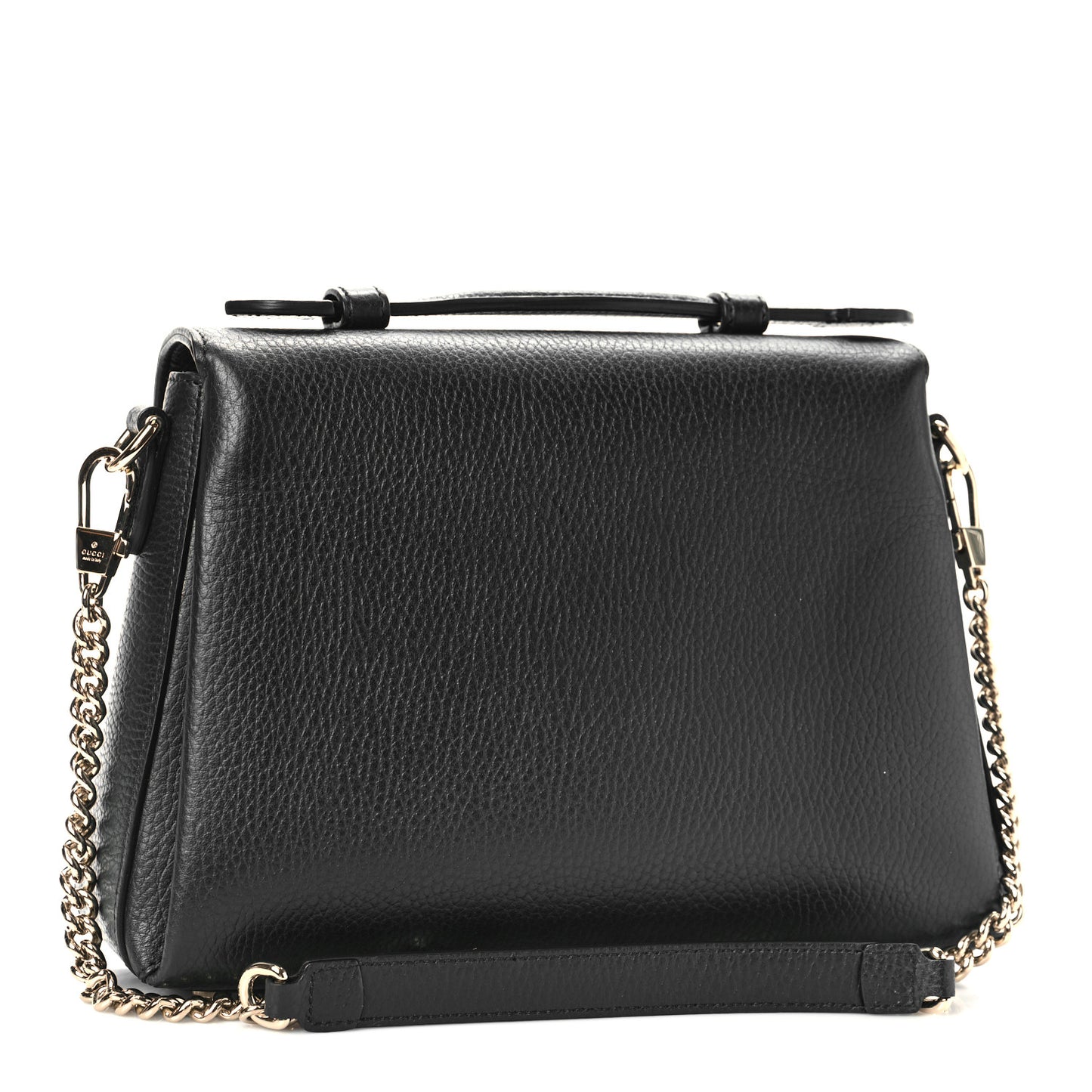 Dollar Calfskin Interlocking G Top Handle Shoulder Bag Black