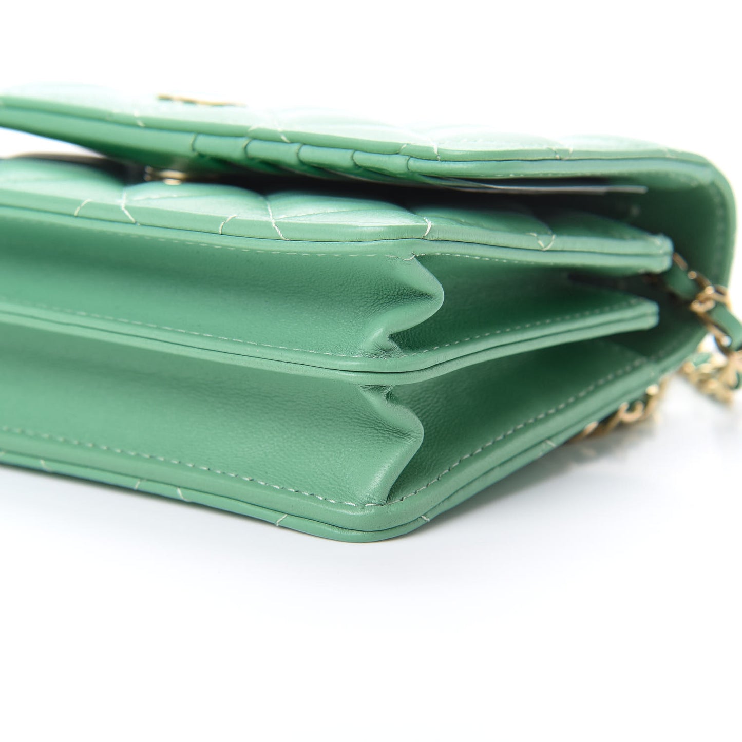 Lambskin Quilted Mini Wallet On Chain WOC Green