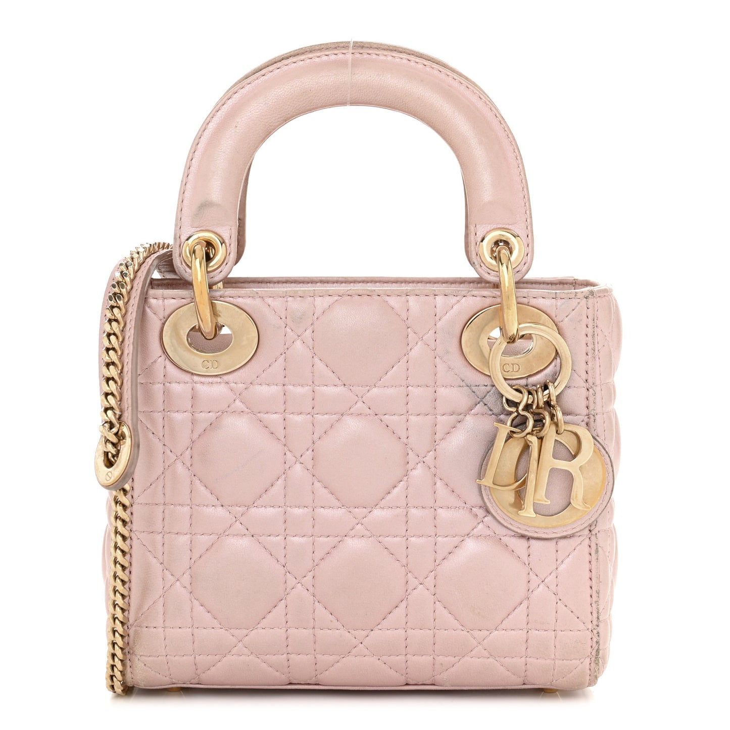 Metallic Lambskin Cannage Mini Lady Dior Lotus