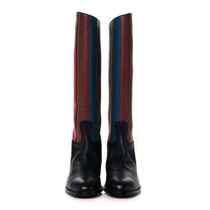 Hermes Calfskin Striped Riding Boots 39 Multicolor 2 of 12