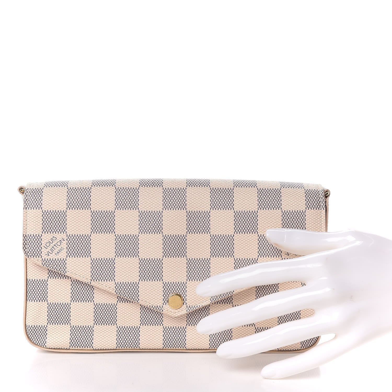 Louis Vuitton Damier Azur Pochette Felicie Chain Wallet Rose Ballerine 2 of 10