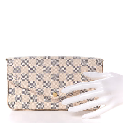 Louis Vuitton Damier Azur Pochette Felicie Chain Wallet Rose Ballerine 2 of 10