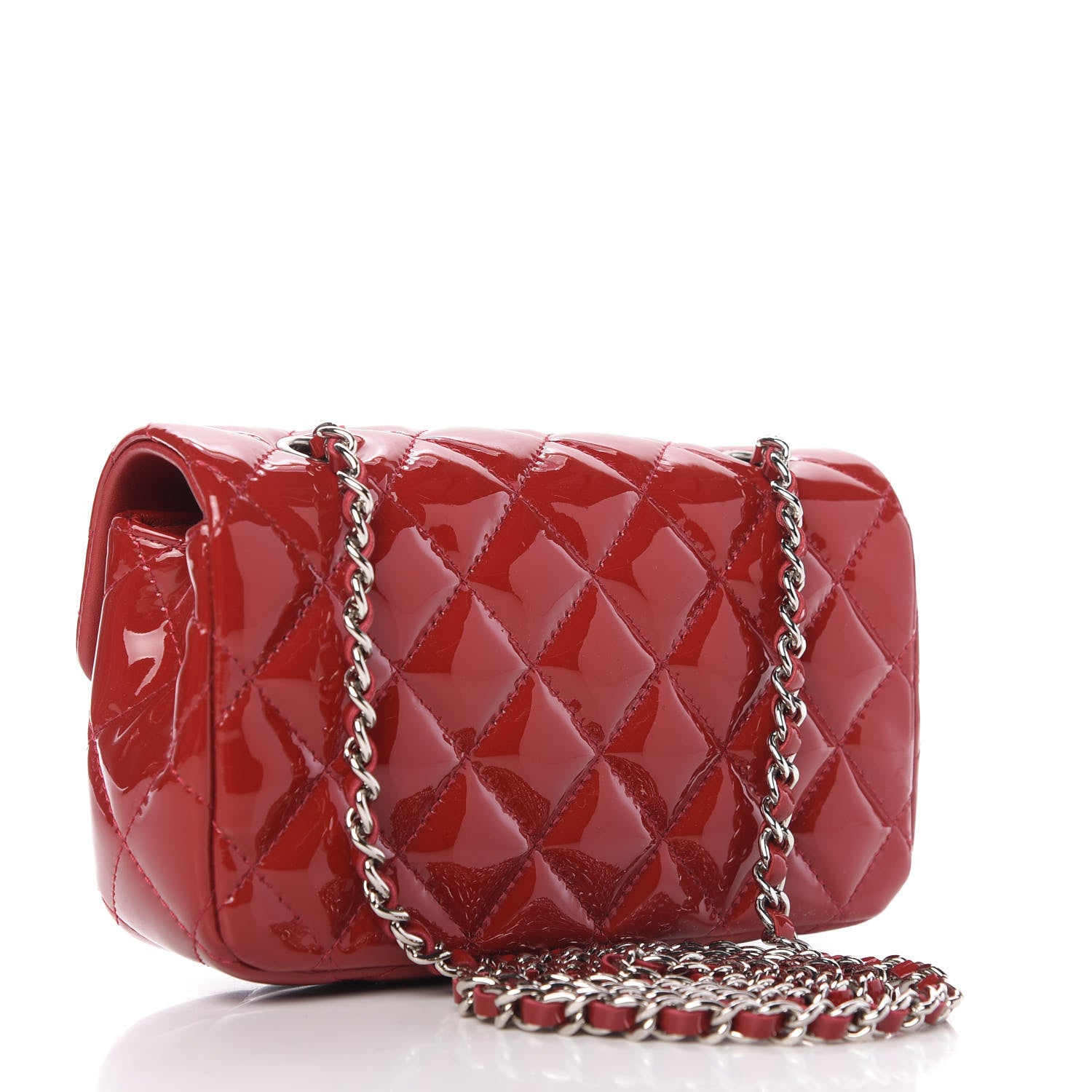 Chanel Patent Calfskin Quilted Extra Mini Rectangular Flap Red 3 of 10