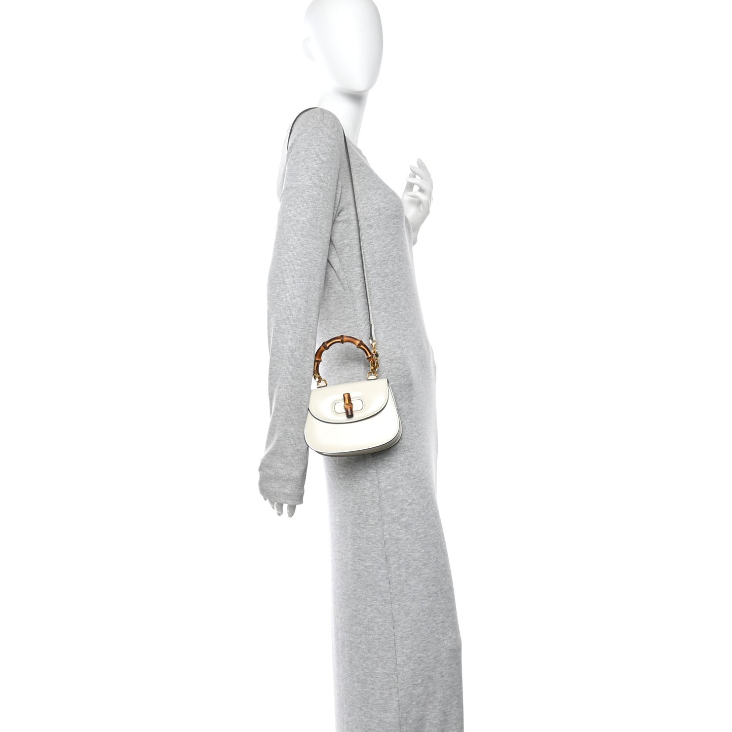 Boarded Dyana Lux Calfskin Web Mini Bamboo 1947 Top Handle Bag Mystic White