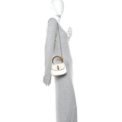 Gucci Boarded Dyana Lux Calfskin Web Mini Bamboo 1947 Top Handle Bag Mystic White 2 of 10