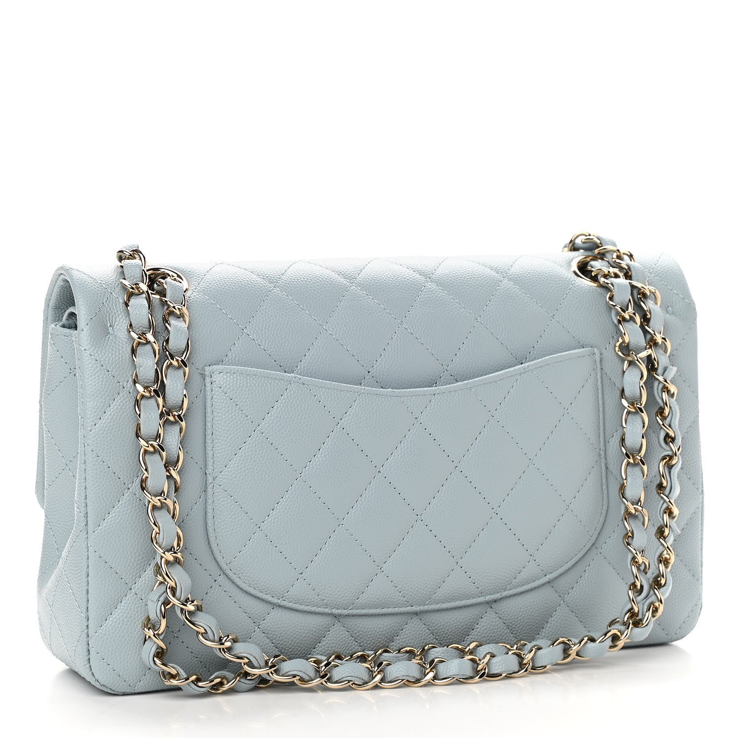 Chanel Caviar Quilted Medium Double Flap Light Blue 3 of 11
